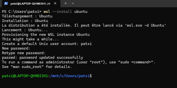 Installation WSL sur Windows